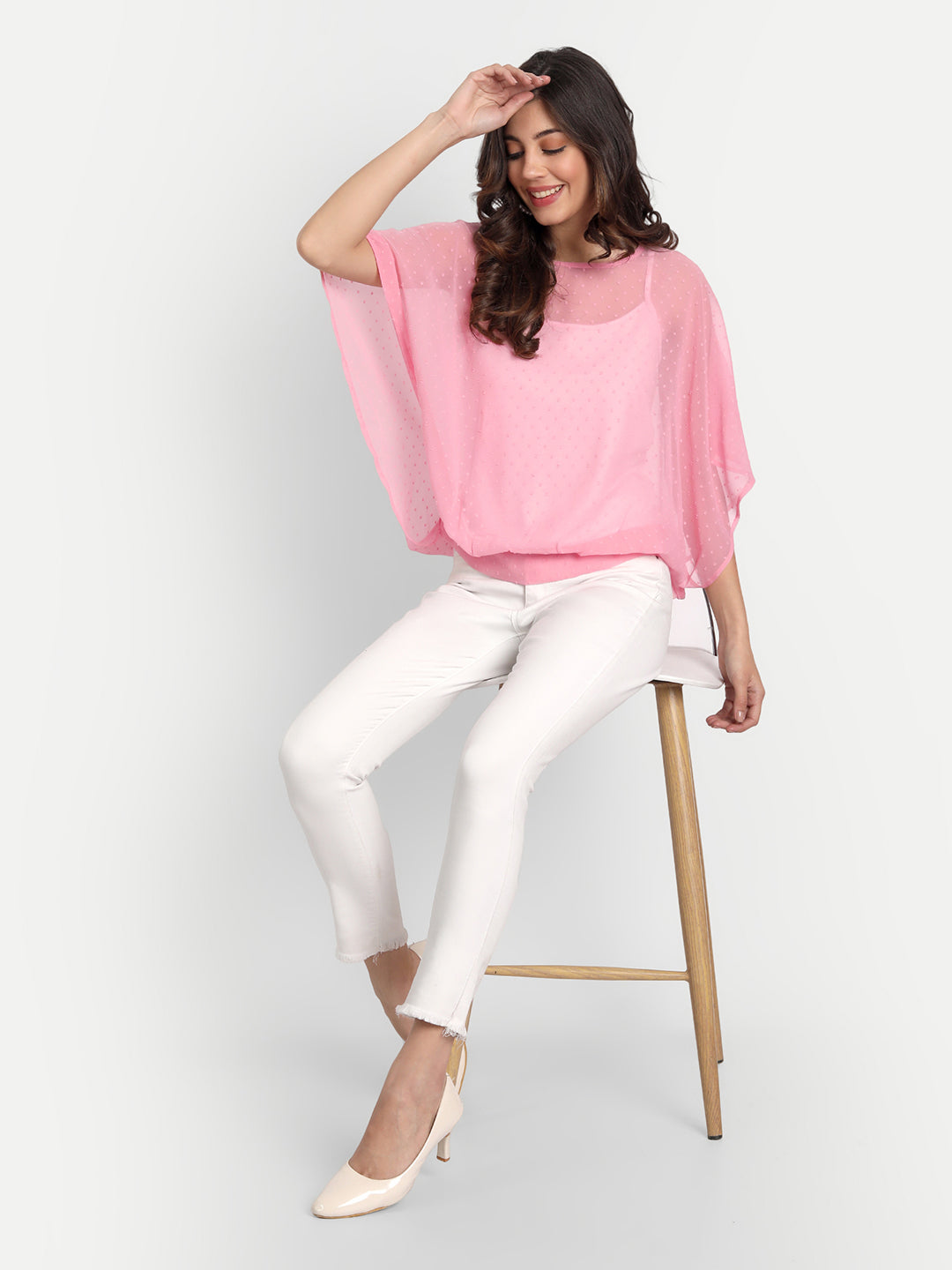 Essque Pink Swiss Dot Kaftan Top - Essque Attire With Attitude