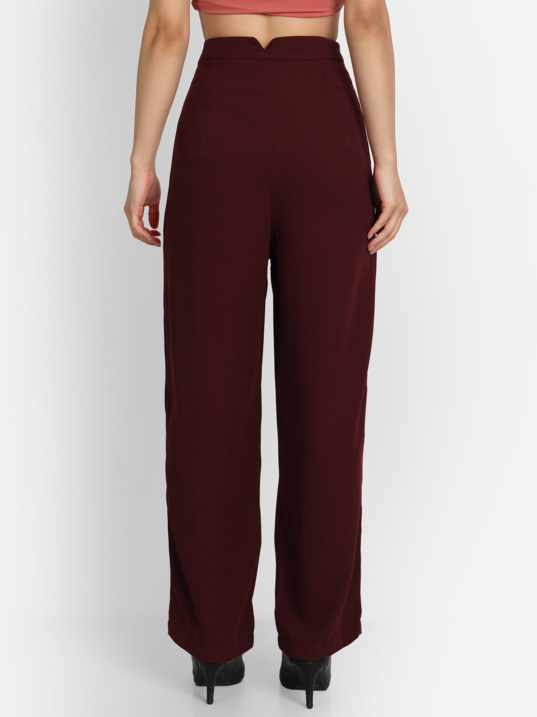 Essque Maroon Solid Women Front Hemline Slit Pant - Essque Attire With Attitude