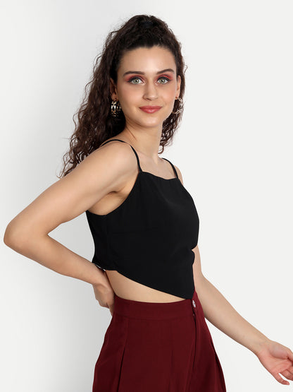 Essque Women Black Solid Tank Top - Essque Attire With Attitude