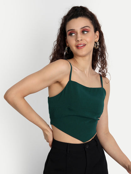 Essque Women Green Solid Tank Top - Essque Attire With Attitude