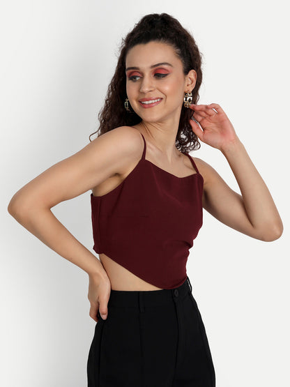 Essque Women Maroon Solid Tank Top - Essque Attire With Attitude