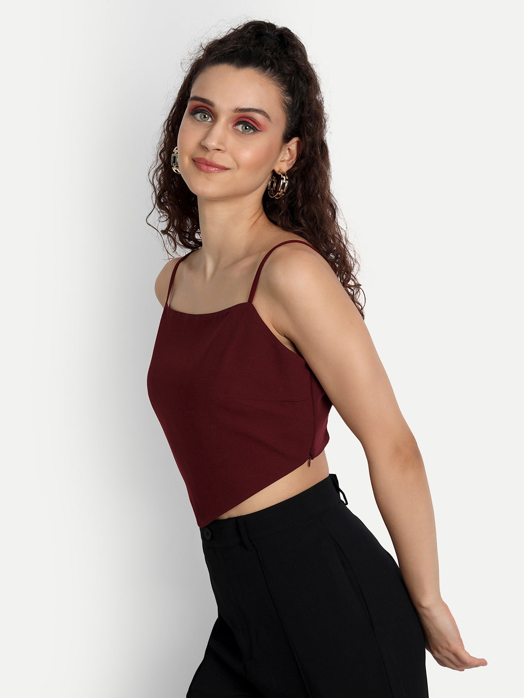 Essque Women Maroon Solid Tank Top - Essque Attire With Attitude