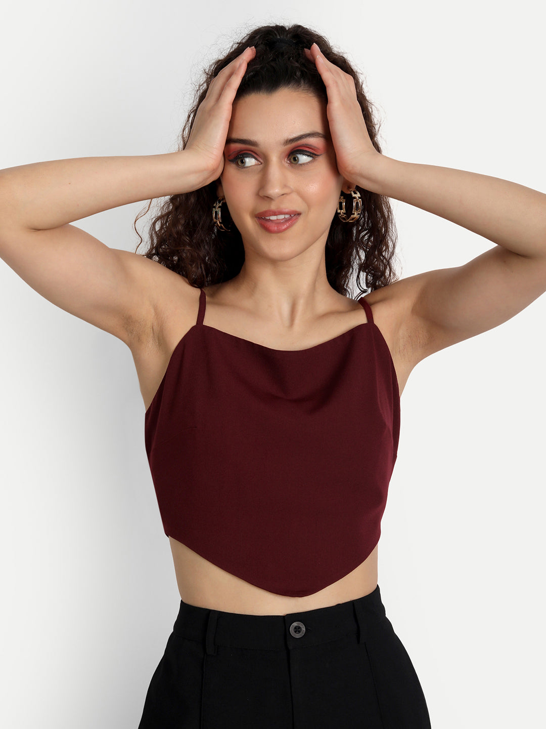 Essque Women Maroon Solid Tank Top - Essque Attire With Attitude