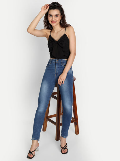 Essque Black Solid Front Bow Detailing Crop Top - Essque Attire With Attitude