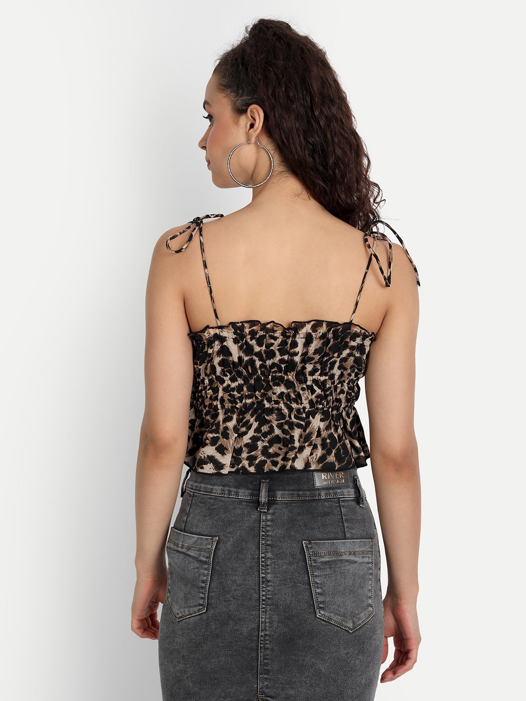 Essque Brown Leopard Print Front Gathered Top - Essque Attire With Attitude