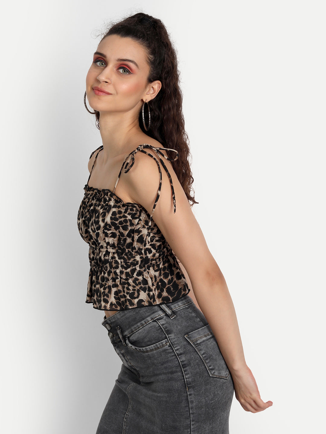 Essque Brown Leopard Print Front Gathered Top - Essque Attire With Attitude