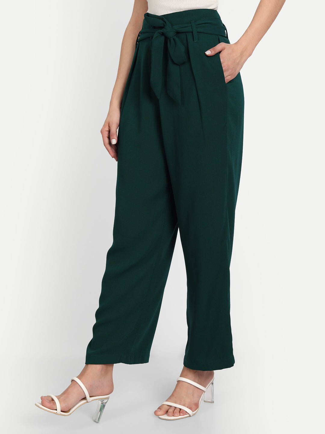 Essque Green Front Button Parallel Trouser - Essque Attire With Attitude