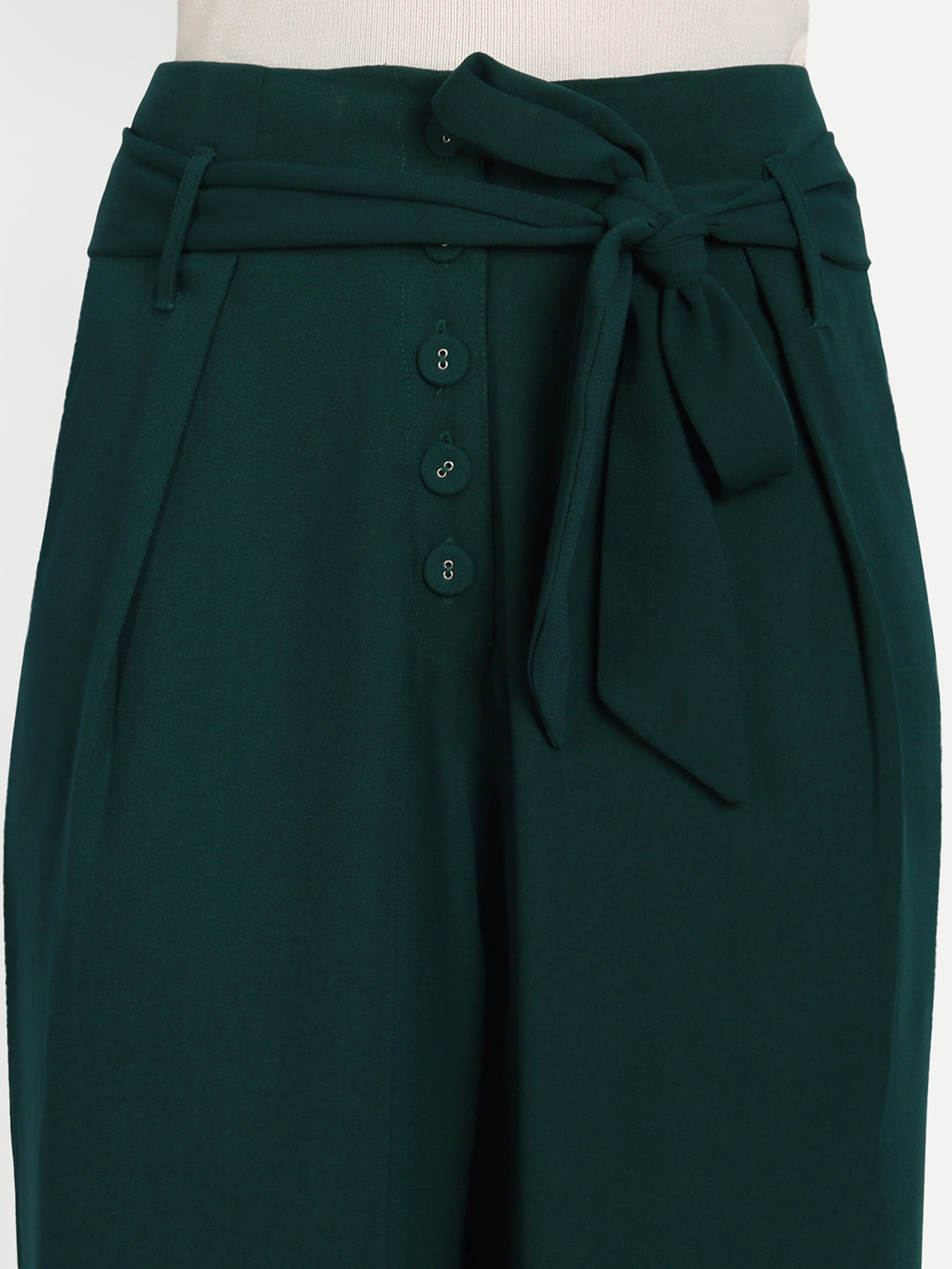 Essque Green Front Button Parallel Trouser - Essque Attire With Attitude