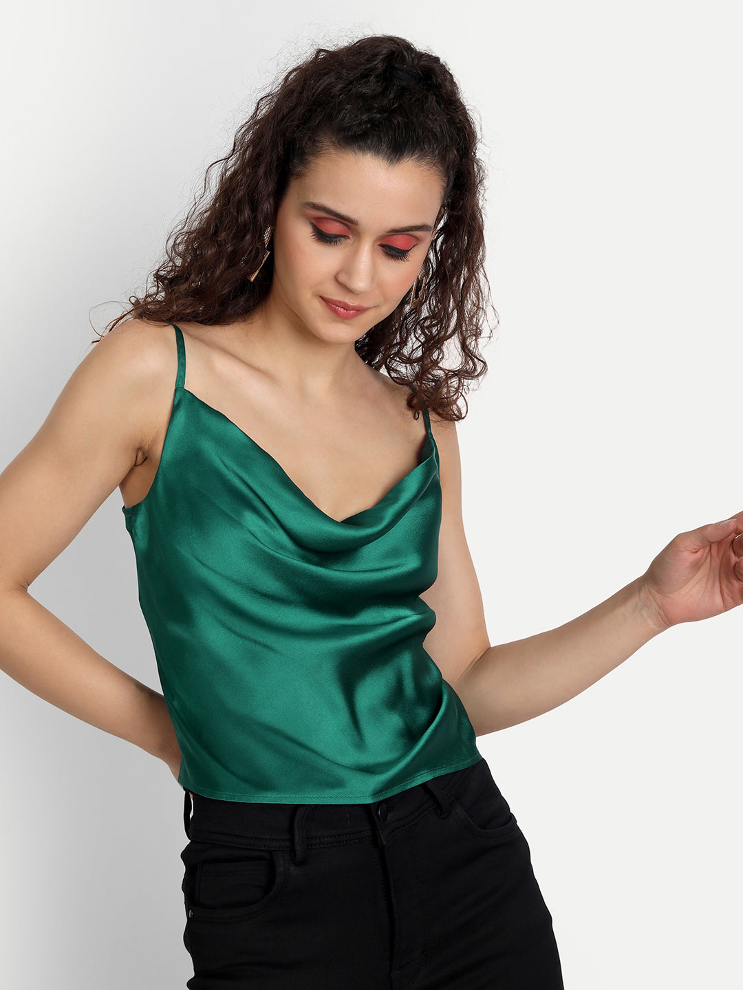 Essque Green Women Cowl Neck Top - Essque Attire With Attitude