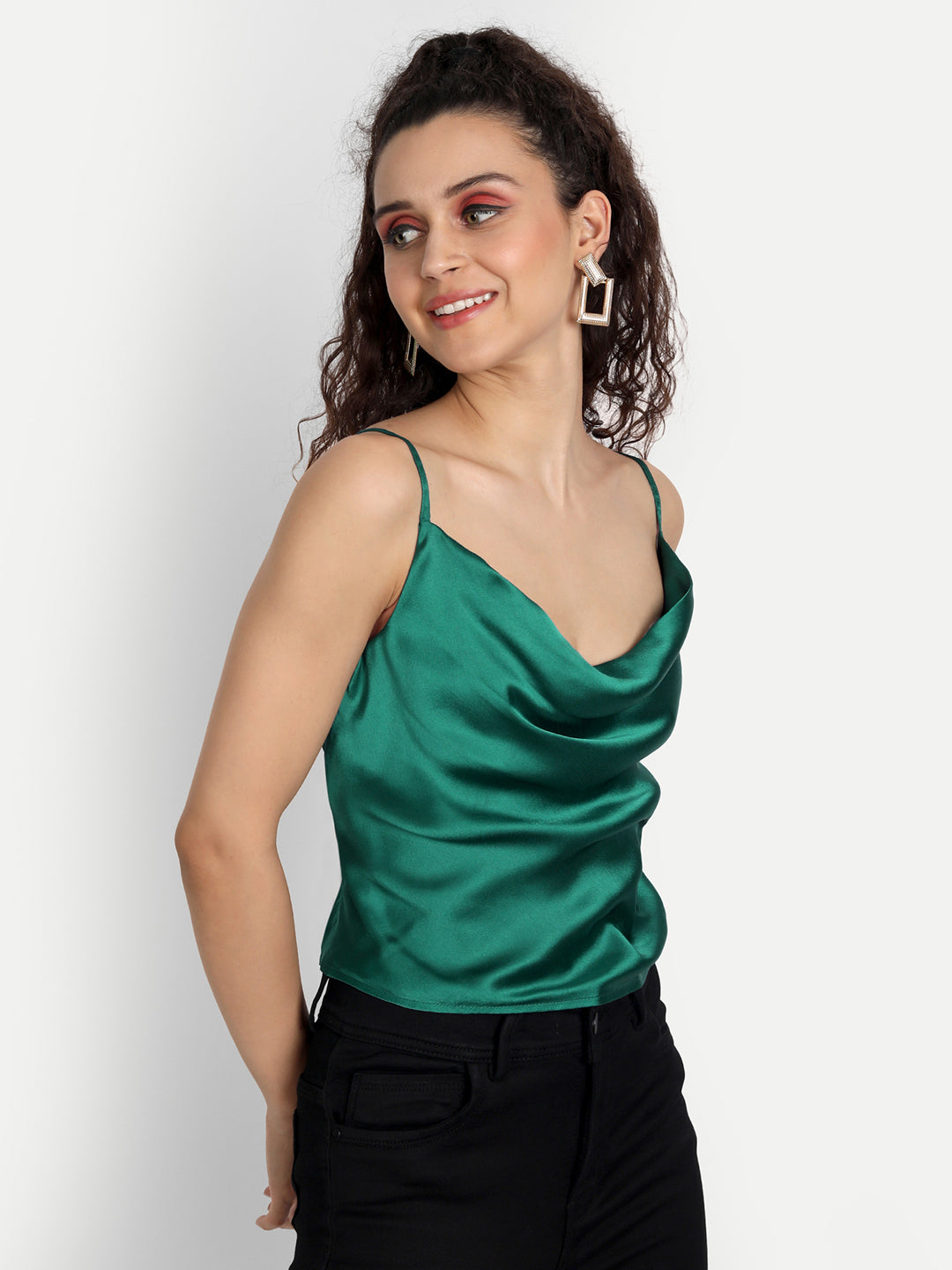 Essque Green Women Cowl Neck Top - Essque Attire With Attitude