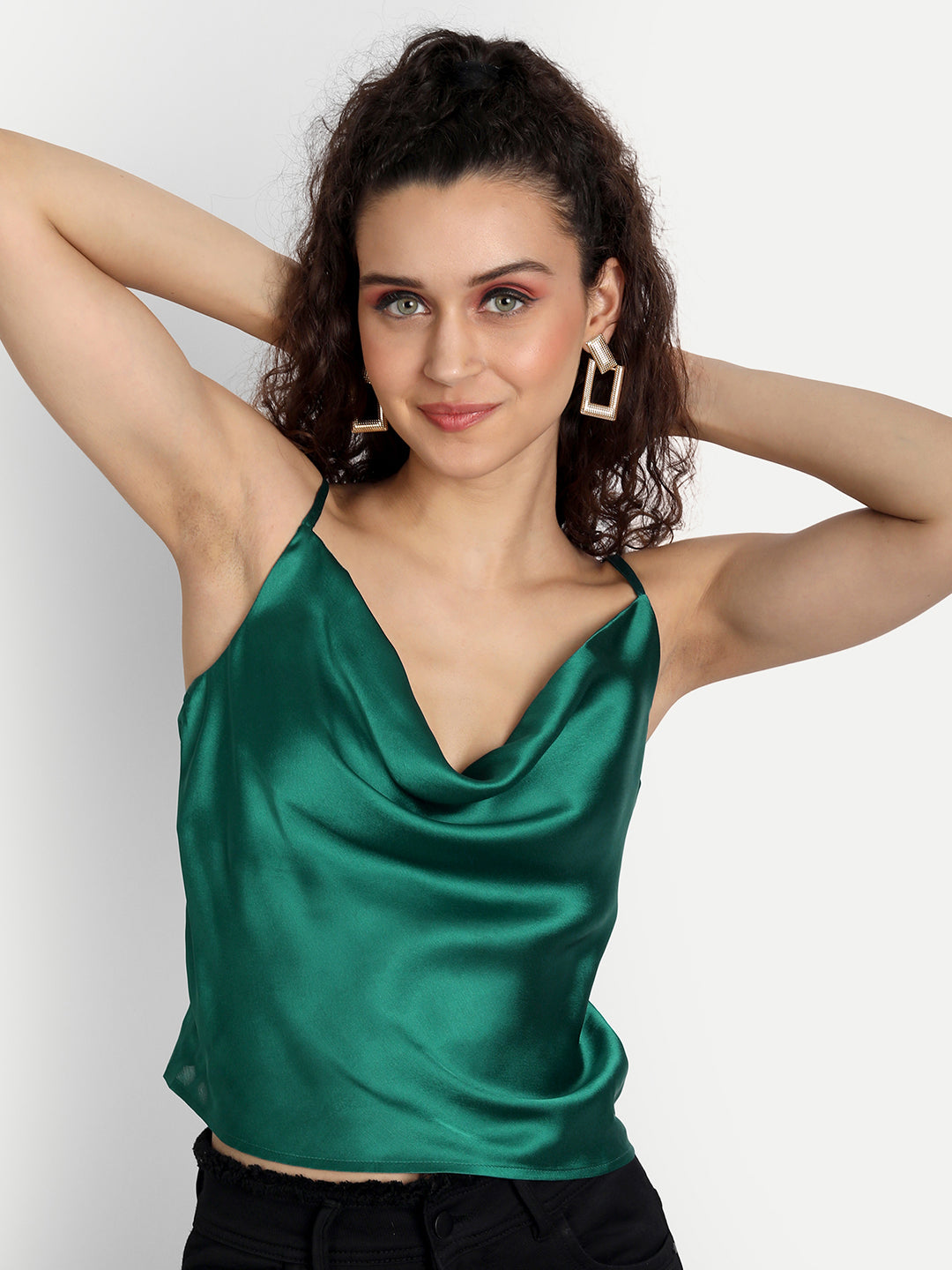 Essque Green Women Cowl Neck Top - Essque Attire With Attitude