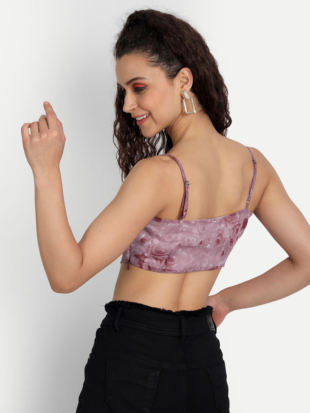 Essque Women Purple Printed Tank Crop Top - Essque Attire With Attitude