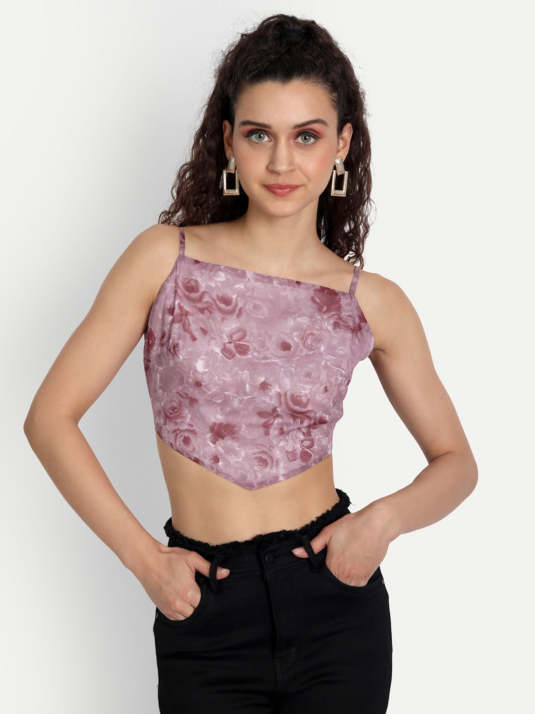 Essque Women Purple Printed Tank Crop Top - Essque Attire With Attitude