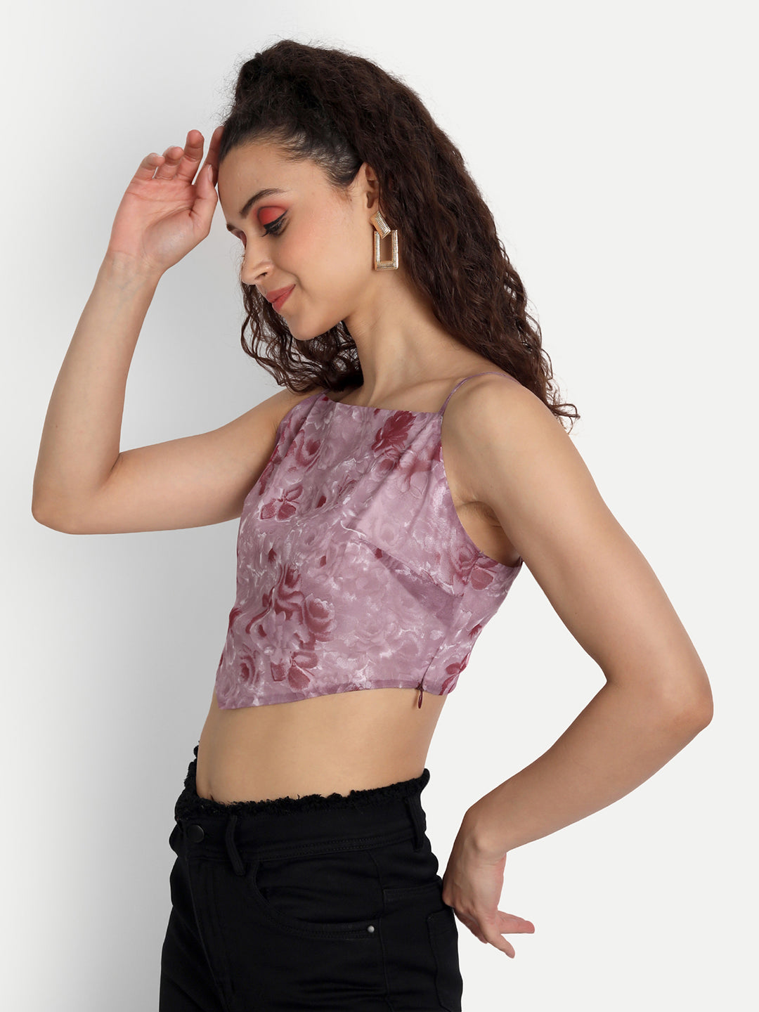 Essque Women Purple Printed Tank Crop Top - Essque Attire With Attitude