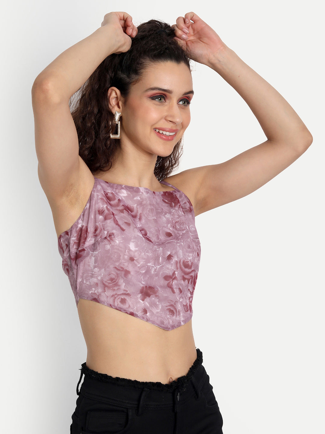 Essque Women Purple Printed Tank Crop Top - Essque Attire With Attitude