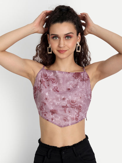 Essque Women Purple Printed Tank Crop Top - Essque Attire With Attitude