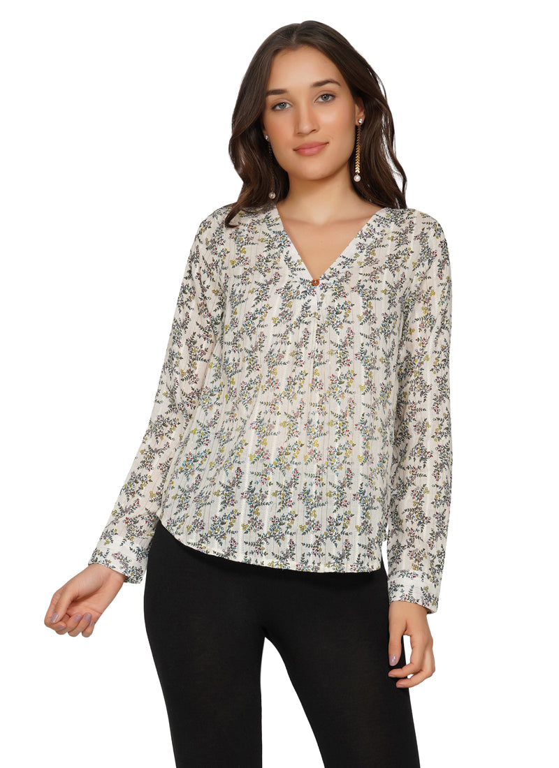 Essque Women Floral Print V-Neck Top - Essque Attire With Attitude