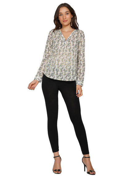 Essque Women Floral Print V-Neck Top - Essque Attire With Attitude