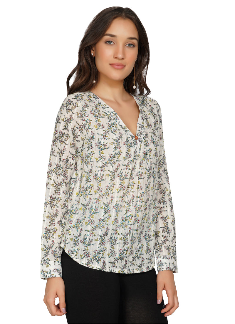 Essque Women Floral Print V-Neck Top - Essque Attire With Attitude