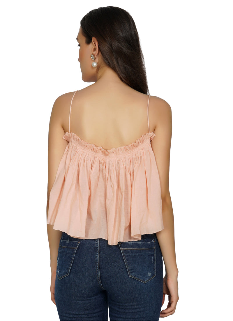 Essque Women Peach Solid Crop Top - Essque Attire With Attitude